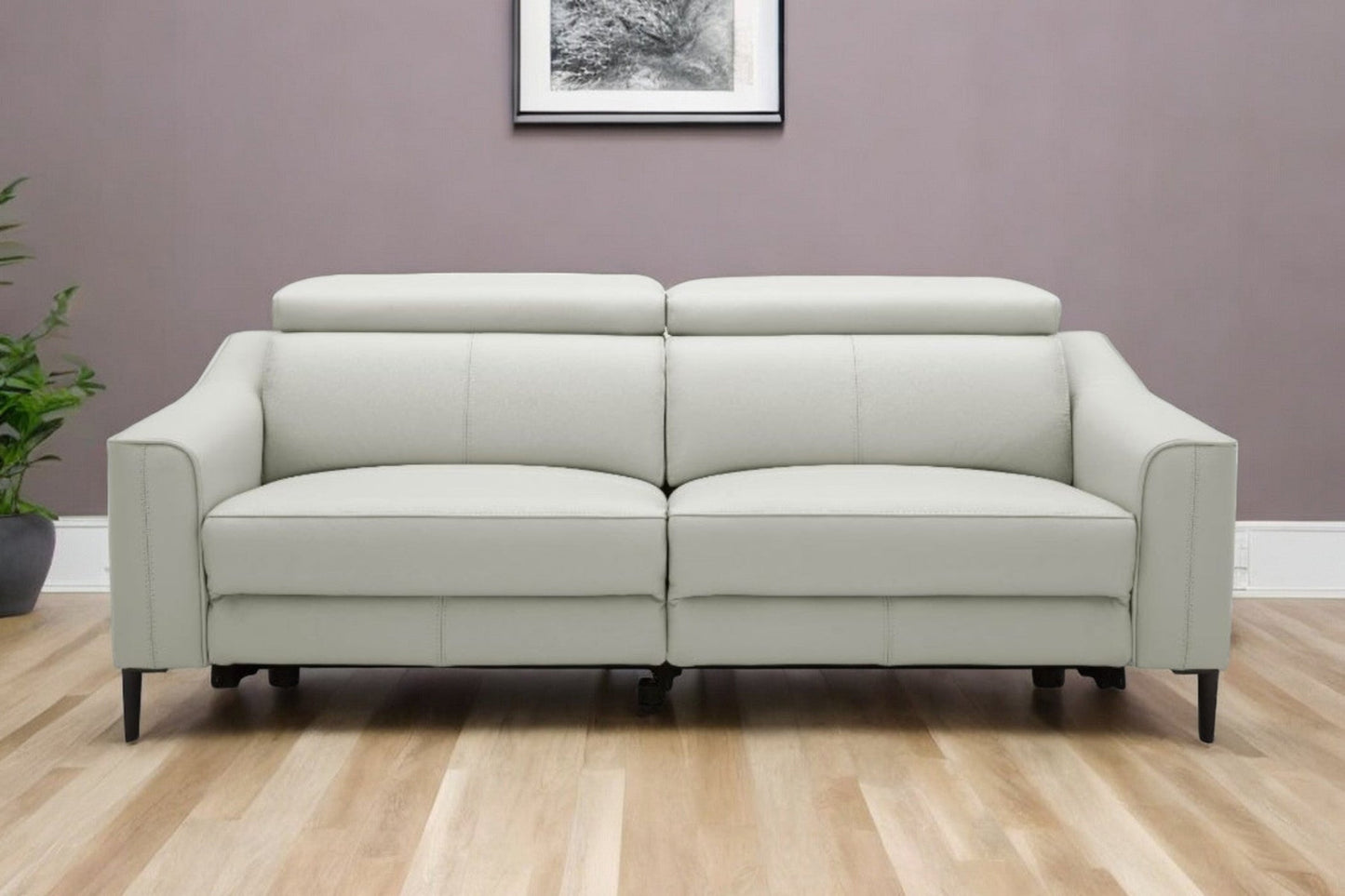 Modway Furniture 74" Gray Leather Reclining Sofa - Luxurious Comfort, Contemporary Style with Black Metal Legs - 488832-HOMEROOTS