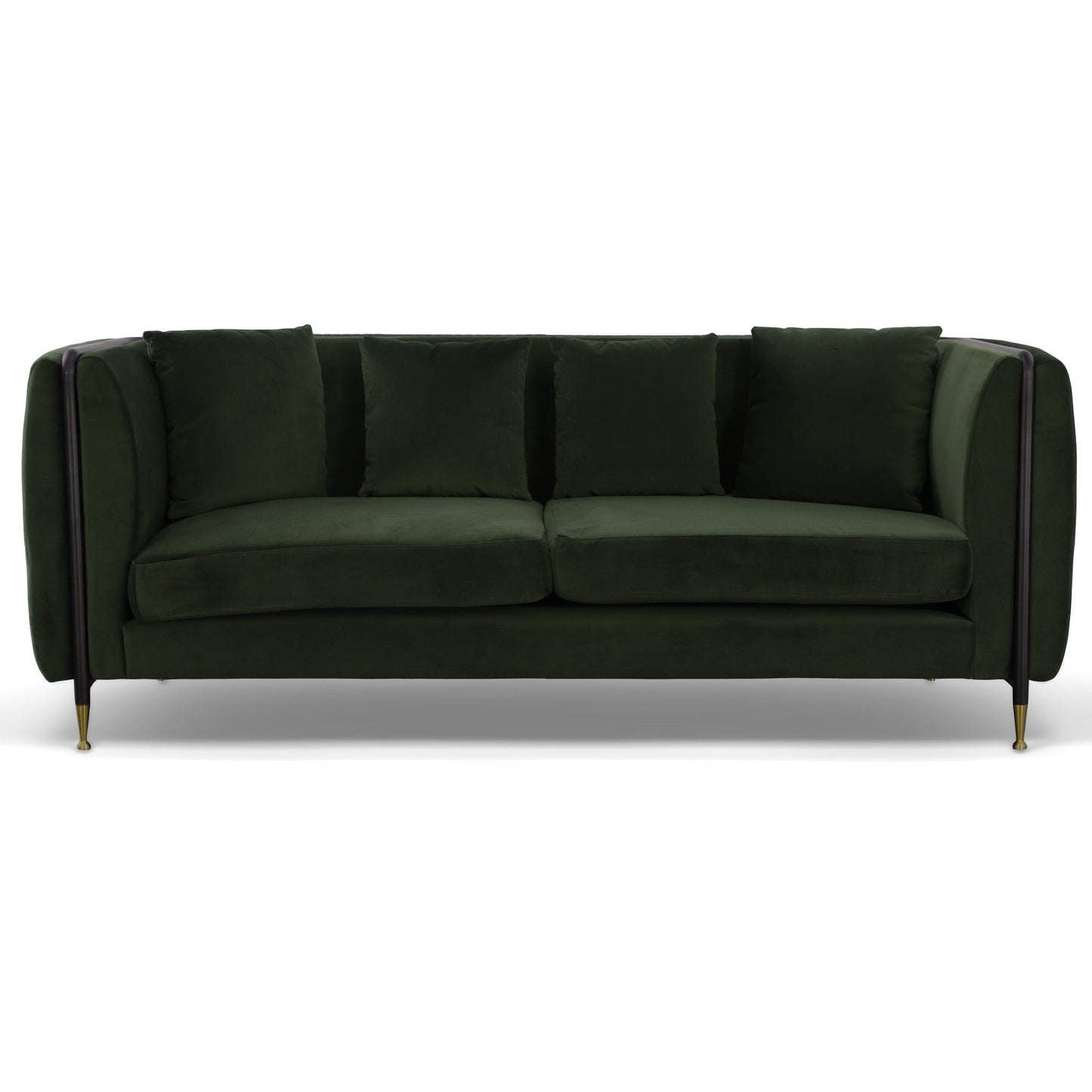 Modway Furniture 84" Dark Green Velvet Sofa - Luxurious Comfort with Stylish Black & Gold Legs for Chic Decor - 488835-HOMEROOTS