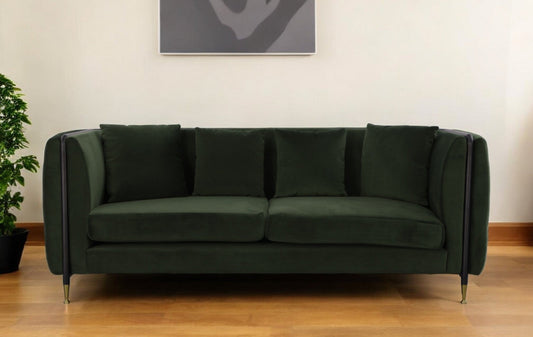 Modway Furniture 84" Dark Green Velvet Sofa - Luxurious Comfort with Stylish Black & Gold Legs for Chic Decor - 488835-HOMEROOTS
