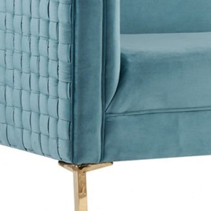 Modway Furniture 83" Teal Blue Velvet Sofa with Gold Legs – Luxurious Comfort, Contemporary Design, and Durability - 488837-HOMEROOTS