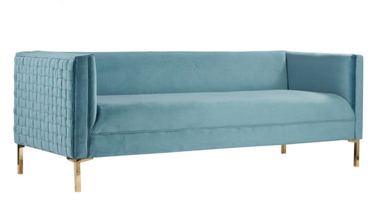 Modway Furniture 83" Teal Blue Velvet Sofa with Gold Legs – Luxurious Comfort, Contemporary Design, and Durability - 488837-HOMEROOTS