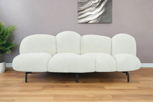 Modway Furniture 87" Modern White Sofa with Black Metal Legs - Stylish, Comfortable, and Perfect for Any Space! - 488840-HOMEROOTS