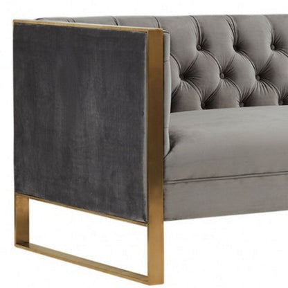 Modway Furniture 75" Gray Velvet Sofa with Elegant Gold Legs - Stylish Comfort, Contemporary Design, and Tufted Detail - 488841-HOMEROOTS