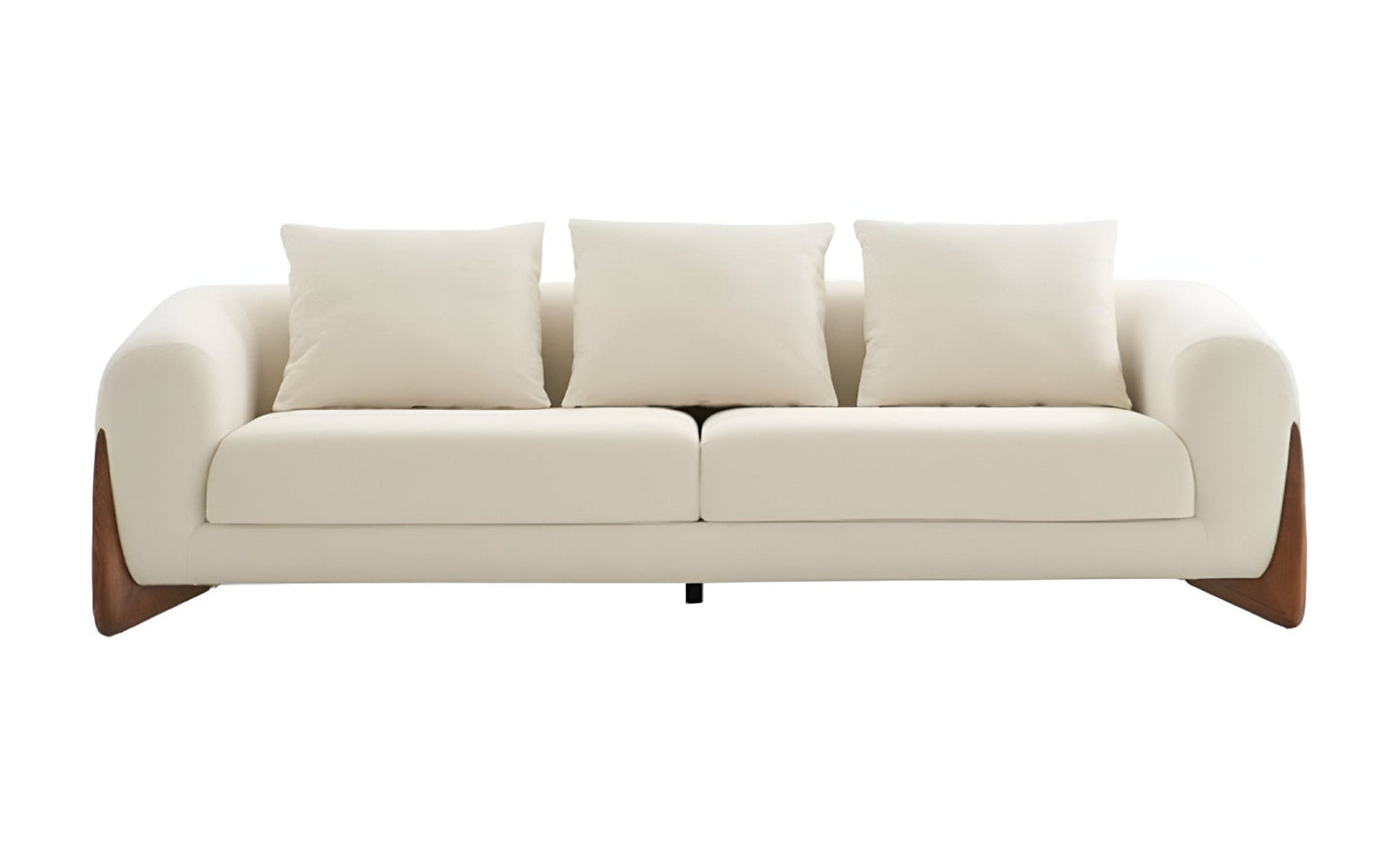 Modway Furniture 100" Cream Fabric Sofa with Stylish Round Arms & Elegant Wood Brown Legs for Cozy Living Spaces - 488842-HOMEROOTS