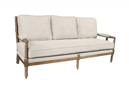 Modway Furniture 75" Ivory Linen Blend Sofa - Stylish Comfort with Brown Legs for Modern Living Room Elegance - 489535-HOMEROOTS
