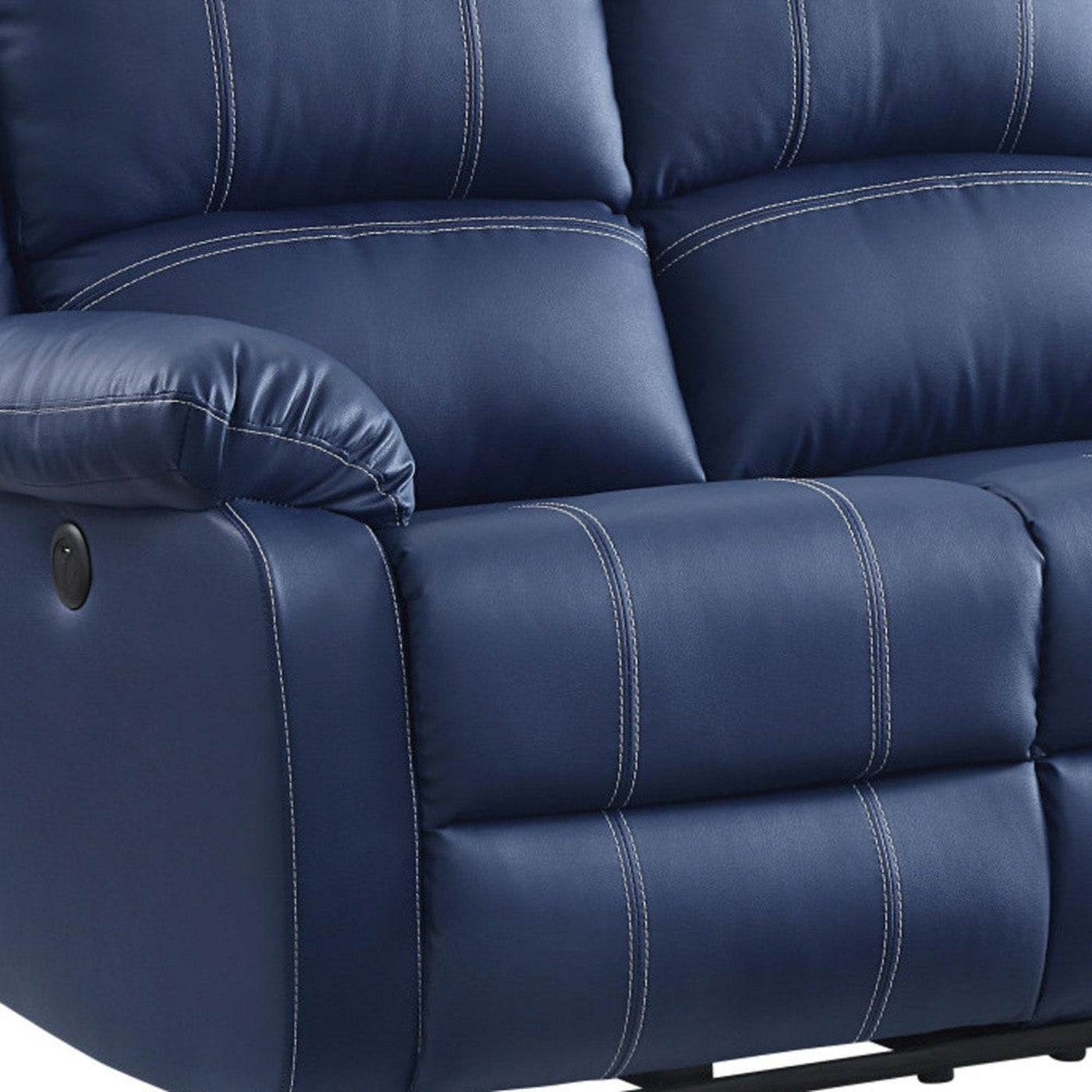 Modway Furniture 81" Blue Faux Leather Reclining Sofa with USB, Stylish Black Legs, Comfort & Support for Your Space - 491002-HOMEROOTS