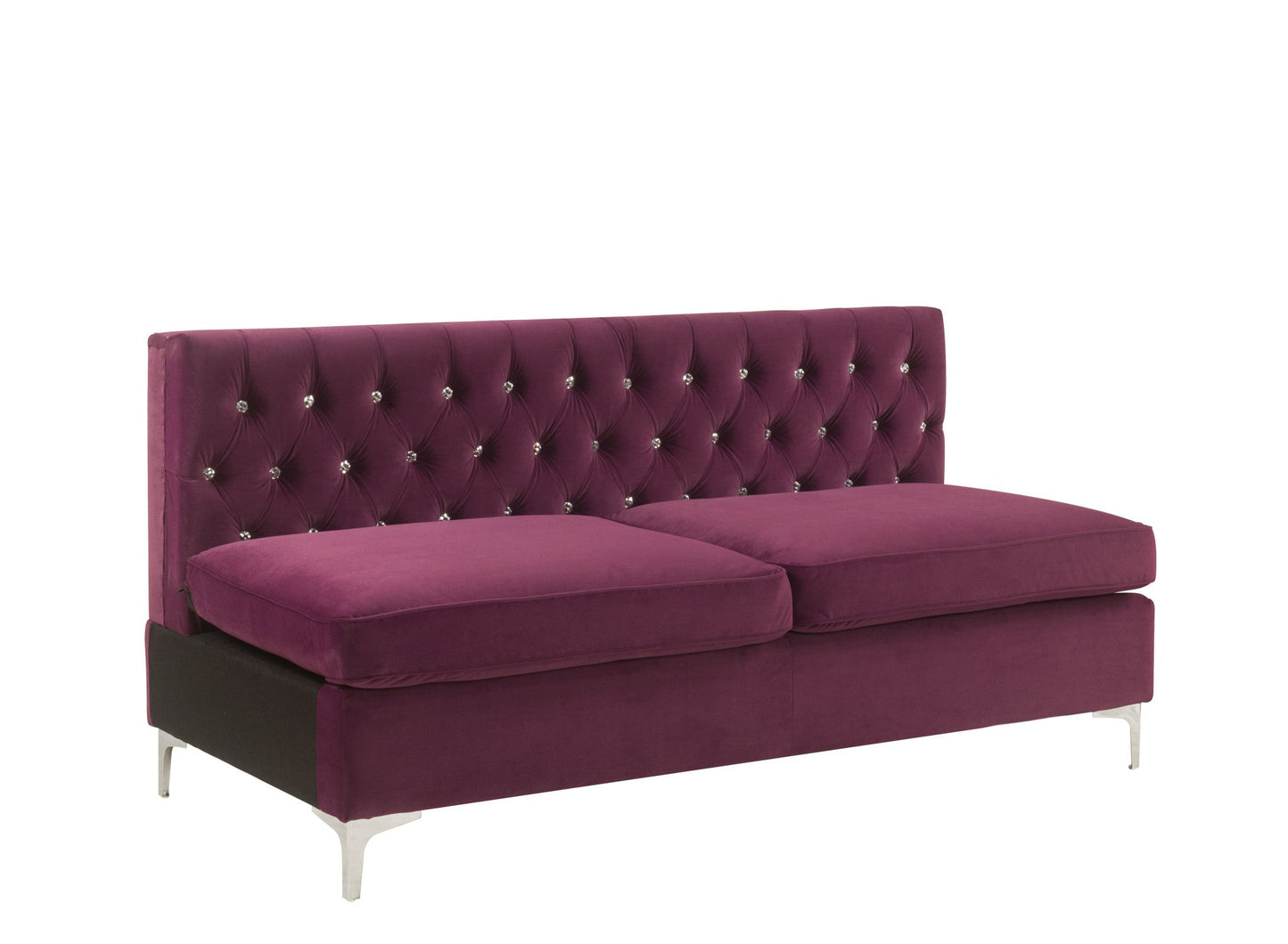 Modway Furniture 69" Burgundy Velvet Modular Sofa with Silver Legs - Modern Armless Design for Stylish Comfort - 491026-HOMEROOTS