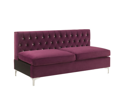 Modway Furniture 69" Burgundy Velvet Modular Sofa with Silver Legs - Modern Armless Design for Stylish Comfort - 491026-HOMEROOTS