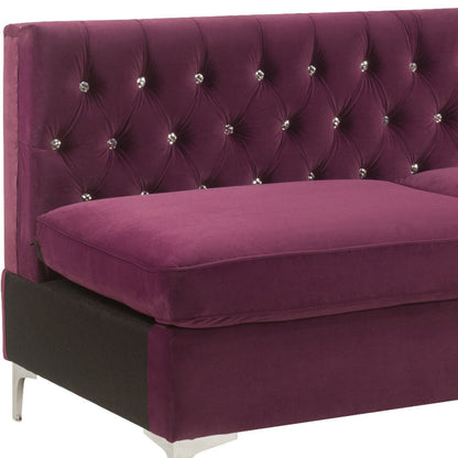 Modway Furniture 69" Burgundy Velvet Modular Sofa with Silver Legs - Modern Armless Design for Stylish Comfort - 491026-HOMEROOTS