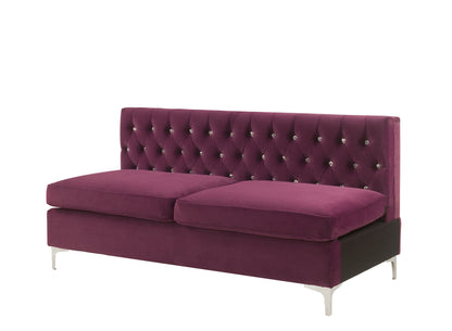 Modway Furniture 69" Burgundy Velvet Modular Sofa with Silver Legs - Modern Armless Design for Stylish Comfort - 491026-HOMEROOTS