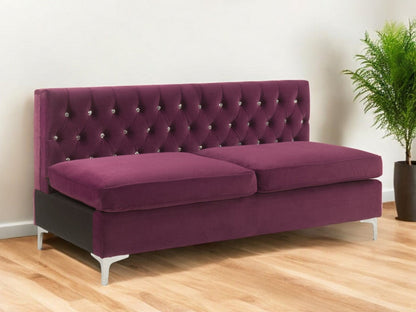 Modway Furniture 69" Burgundy Velvet Modular Sofa with Silver Legs - Modern Armless Design for Stylish Comfort - 491026-HOMEROOTS