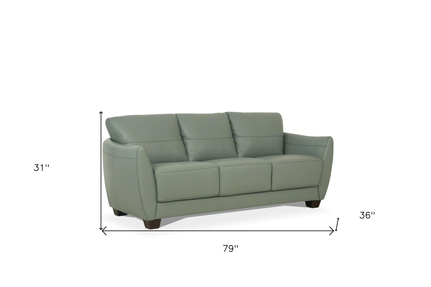 Modway Furniture 79" Tea Green Leather Sofa with Black Legs – Luxurious Comfort, Elegant Design, and Strong Support! - 491282-HOMEROOTS