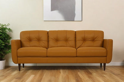 Modway Furniture 83" Luxurious Orange Leather Sofa with Elegant Black Legs - Designer Style & Ultimate Comfort - 491283-HOMEROOTS