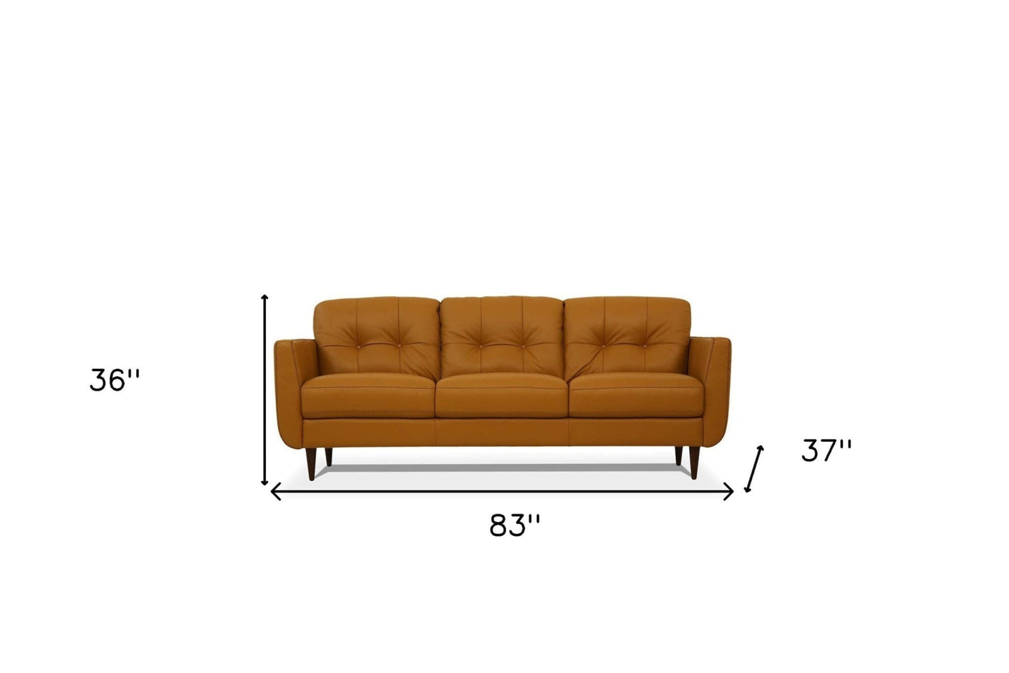 Modway Furniture 83" Luxurious Orange Leather Sofa with Elegant Black Legs - Designer Style & Ultimate Comfort - 491283-HOMEROOTS