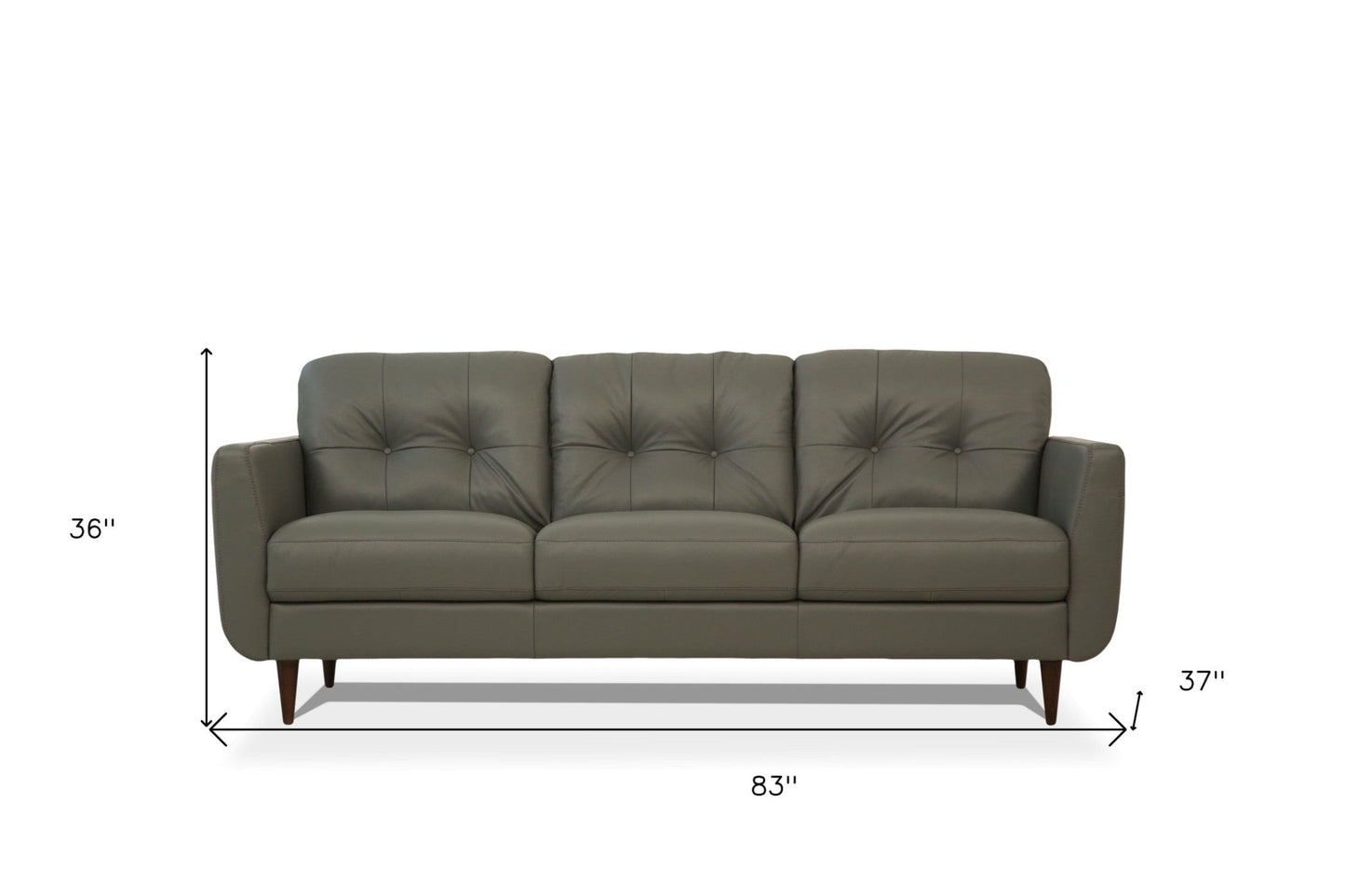 Modway Furniture 83" Luxurious Green Leather Sofa with Black Legs - Elegant Design, Comfortable Support & Tufted Detail - 491284-HOMEROOTS