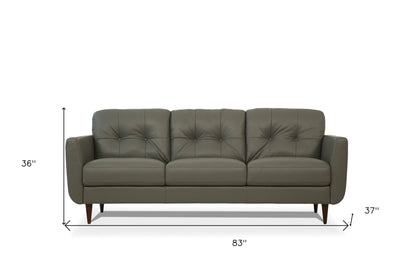 Modway Furniture 83" Luxurious Green Leather Sofa with Black Legs - Elegant Design, Comfortable Support & Tufted Detail - 491284-HOMEROOTS