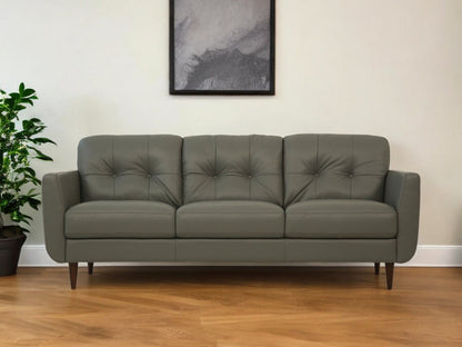 Modway Furniture 83" Luxurious Green Leather Sofa with Black Legs - Elegant Design, Comfortable Support & Tufted Detail - 491284-HOMEROOTS