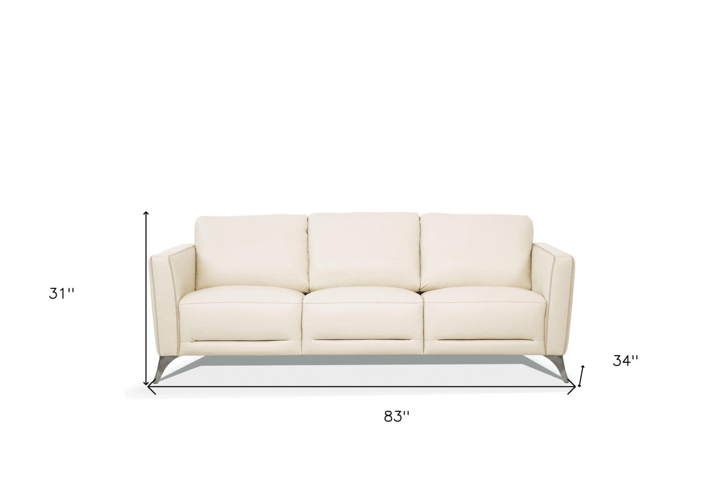 Modway Furniture 83" Cream Leather Sofa with Chic Black Legs – Luxurious Comfort & Elegant Design for Your Home! - 491286-HOMEROOTS