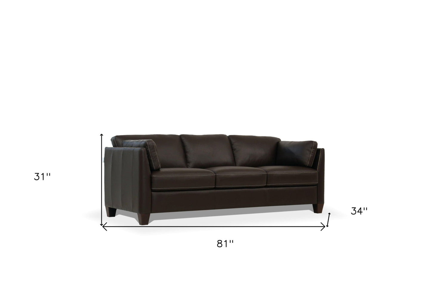 Modway Furniture 81" Chocolate Leather Sofa – Luxurious Comfort with Black Legs, Stylish Design, and Durable Support - 491287-HOMEROOTS