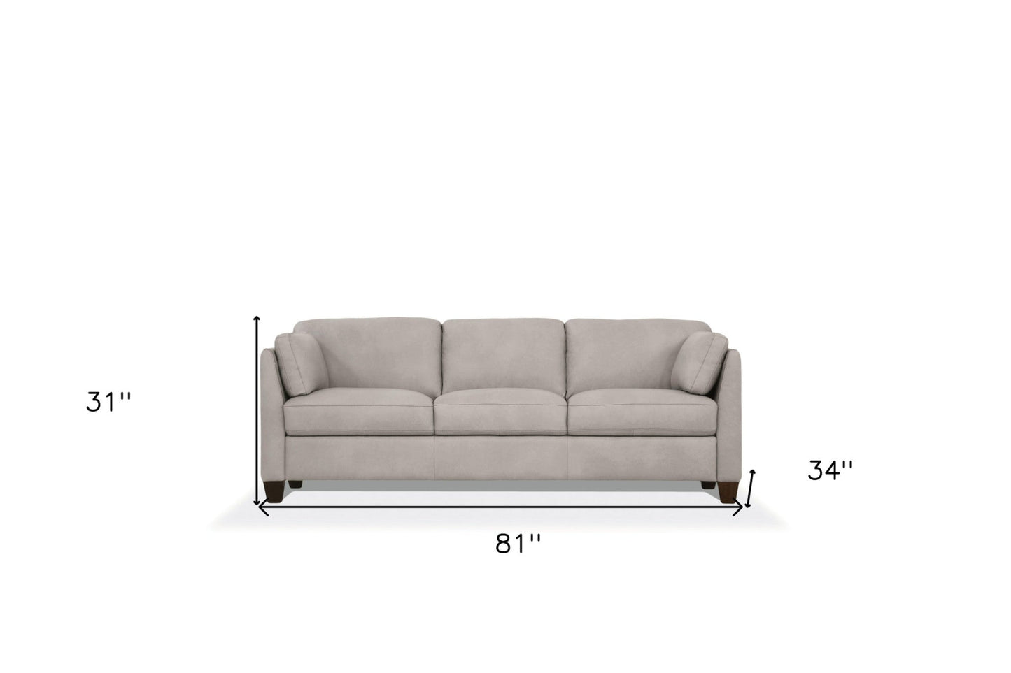 Modway Furniture 81" Light Gray Leather Sofa with Black Legs - Luxurious Comfort, Elegant Design, Built to Last! - 491288-HOMEROOTS