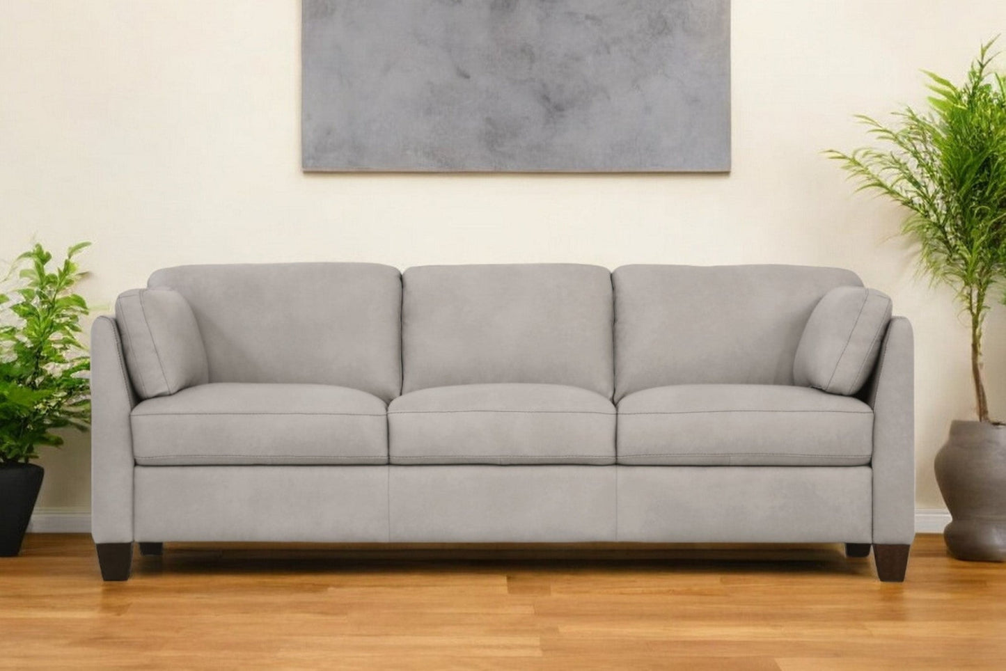 Modway Furniture 81" Light Gray Leather Sofa with Black Legs - Luxurious Comfort, Elegant Design, Built to Last! - 491288-HOMEROOTS
