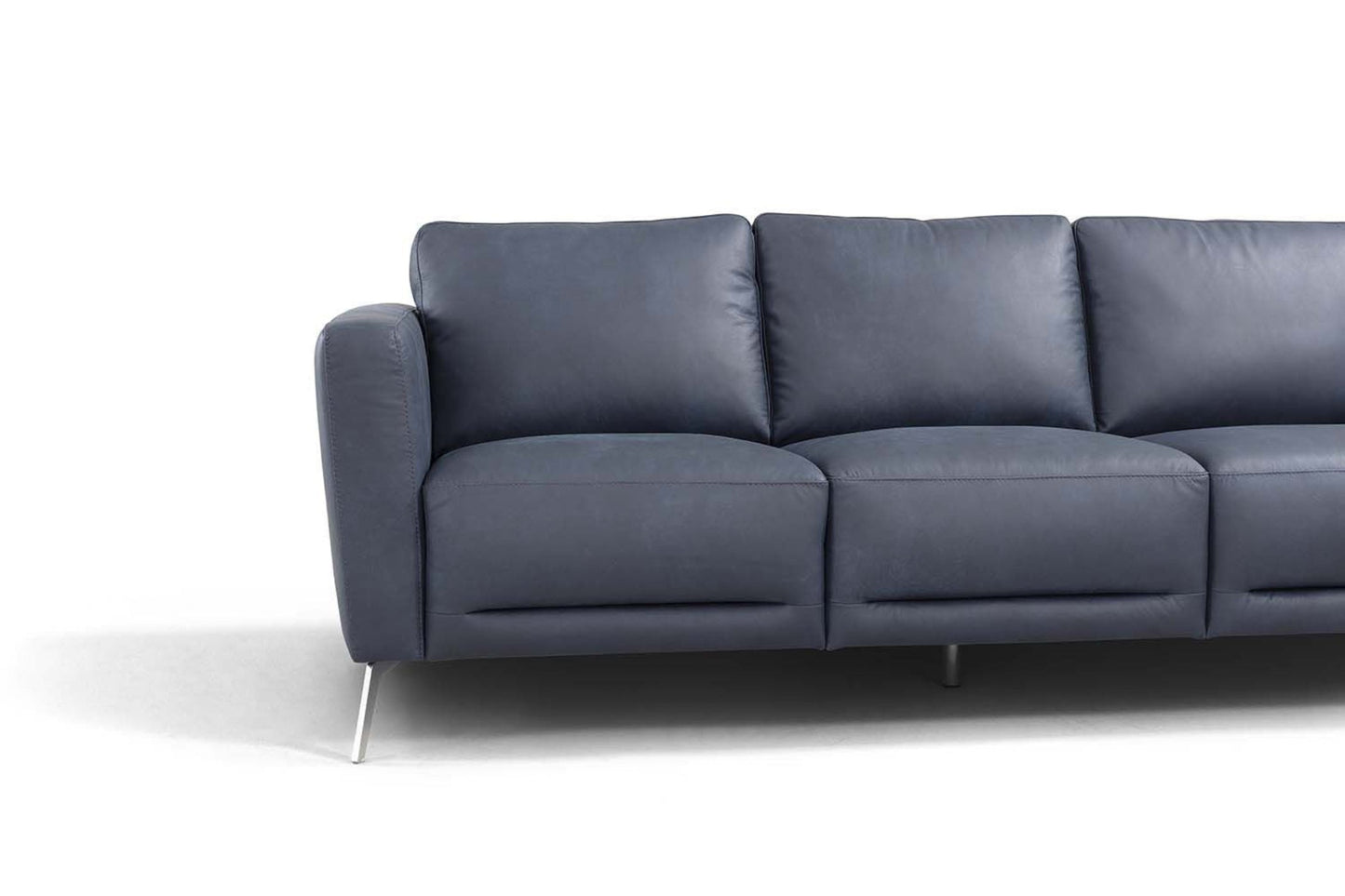 Modway Furniture 85" Luxurious Blue Leather Sofa with Black Legs – Modern Design, Superior Comfort & Style for Your Home - 491289-HOMEROOTS