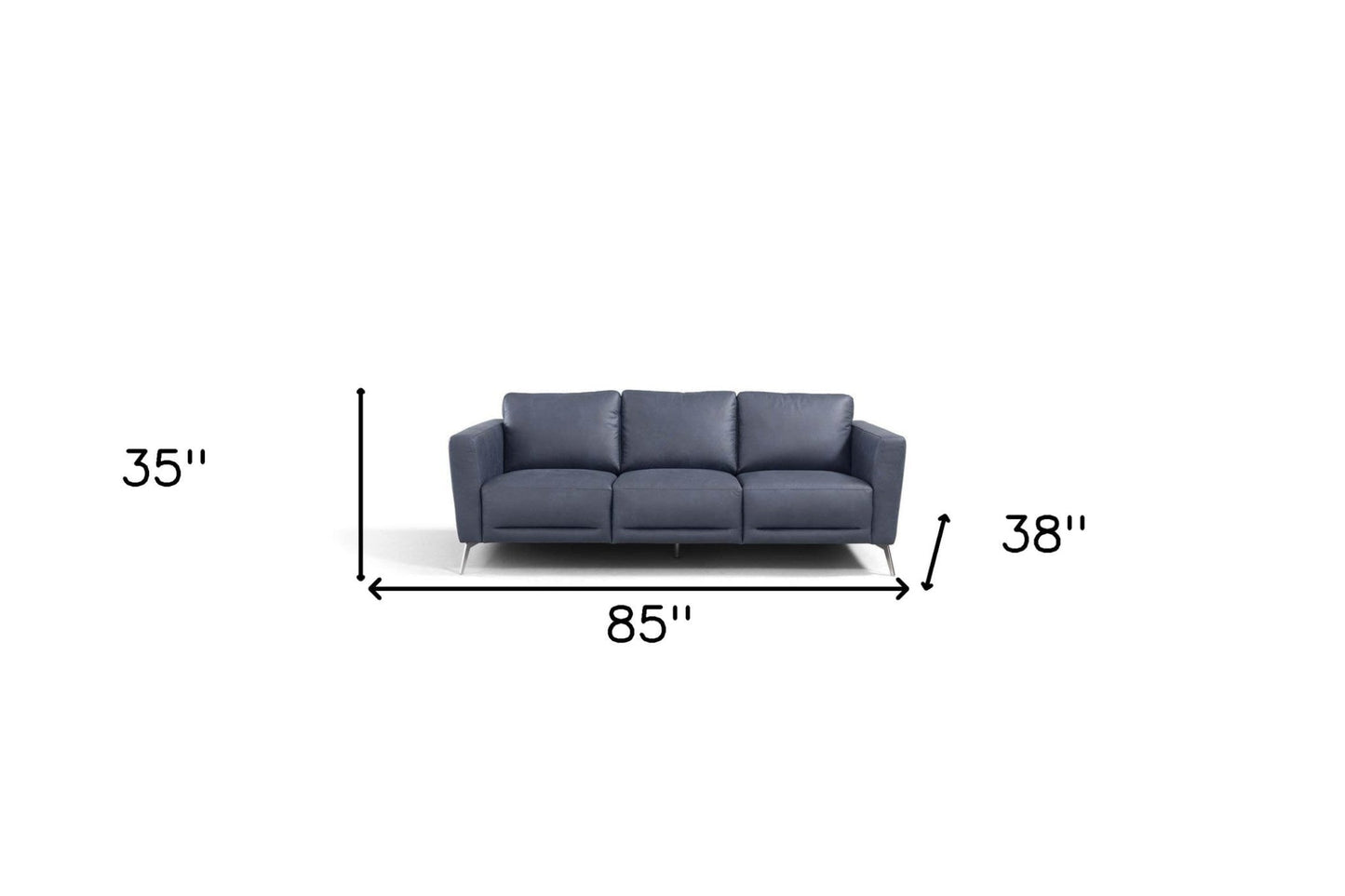 Modway Furniture 85" Luxurious Blue Leather Sofa with Black Legs – Modern Design, Superior Comfort & Style for Your Home - 491289-HOMEROOTS