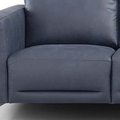 Modway Furniture 85" Luxurious Blue Leather Sofa with Black Legs – Modern Design, Superior Comfort & Style for Your Home - 491289-HOMEROOTS