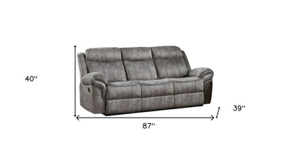 Modway Furniture 87" Gray Velvet Reclining Sofa with USB Charging, Elegant Black Legs & Plush Comfort for Your Home -491314-HOMEROOTS