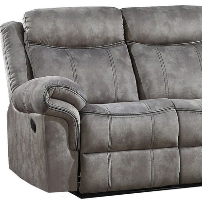 Modway Furniture 87" Gray Velvet Reclining Sofa with USB Charging, Elegant Black Legs & Plush Comfort for Your Home -491314-HOMEROOTS
