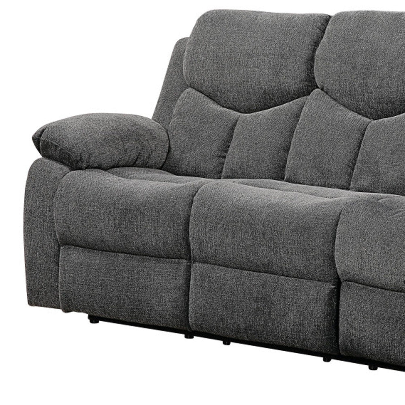 Modway Furniture 82" Gray Chenille Reclining Sofa - Luxurious Comfort with Black Legs, Perfect for Stylish Living Rooms! - 491322-HOMEROOTS