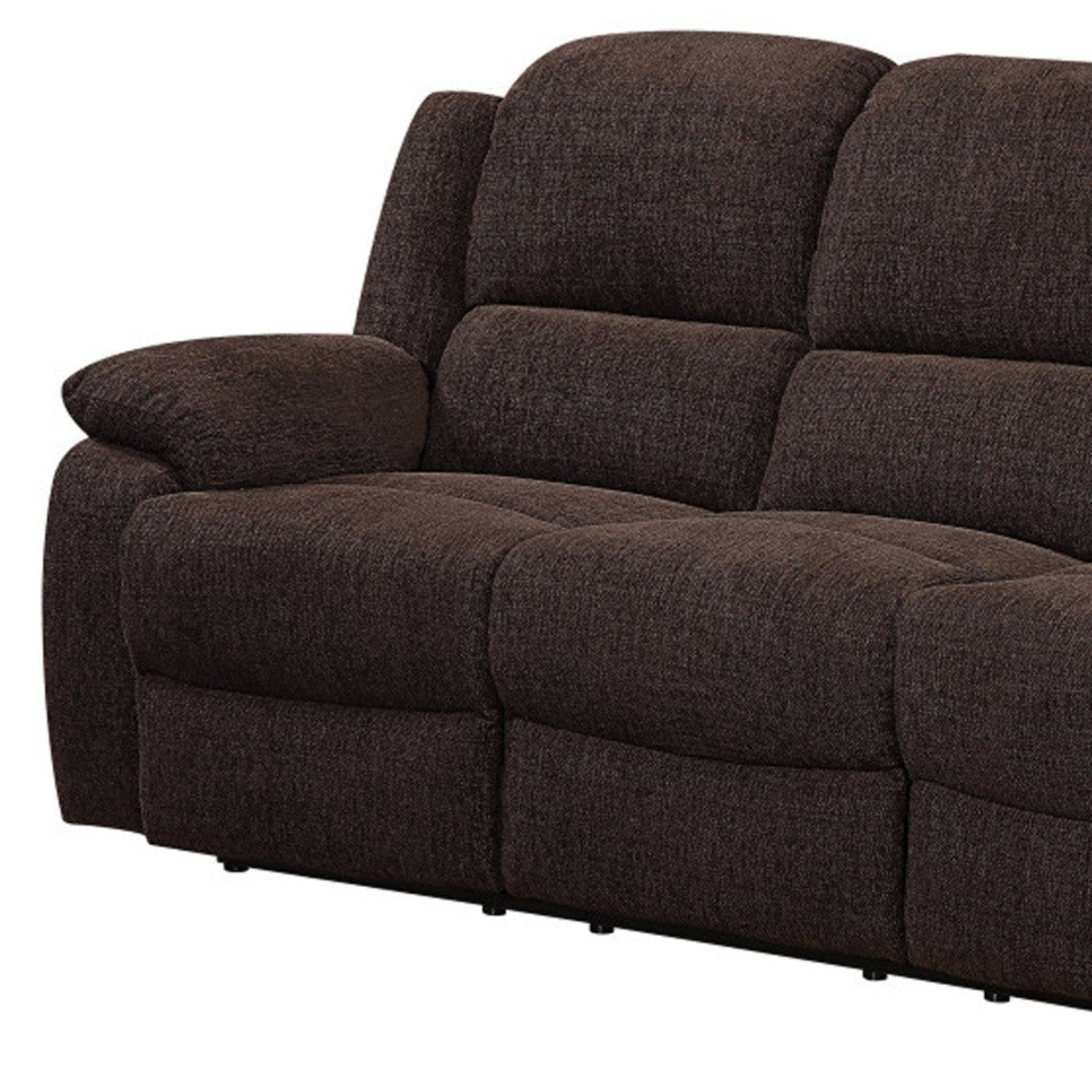 Modway Furniture 79" Brown Chenille Reclining Sofa with Plush Pillow Top Arms & Sturdy Black Legs for Ultimate Comfort - 491323-HOMEROOTS