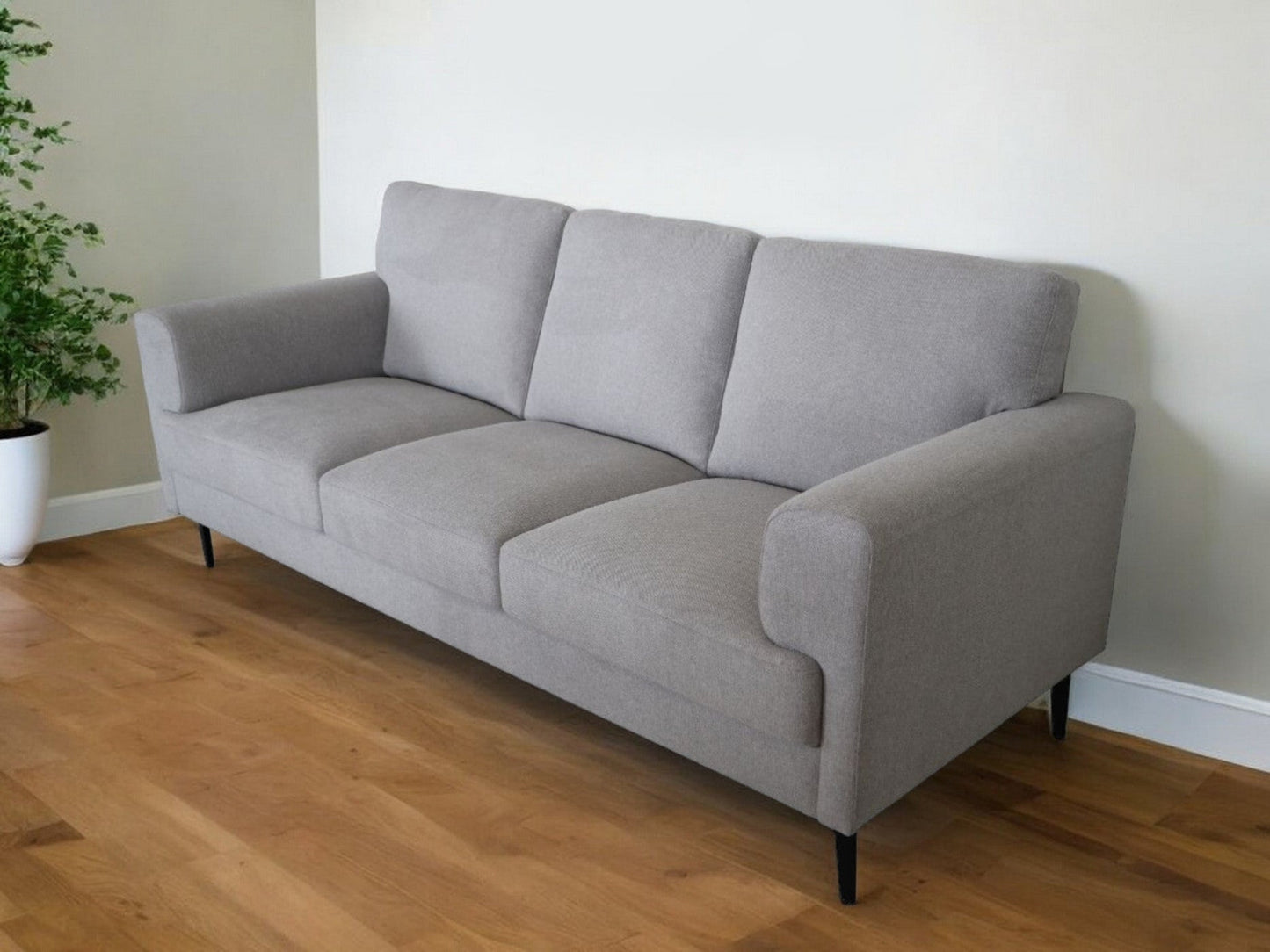 Modway Furniture 84" Light Gray Linen Sofa with Stylish Black Legs - Comfort Meets Contemporary Elegance for Your Home - 491331-HOMEROOTS