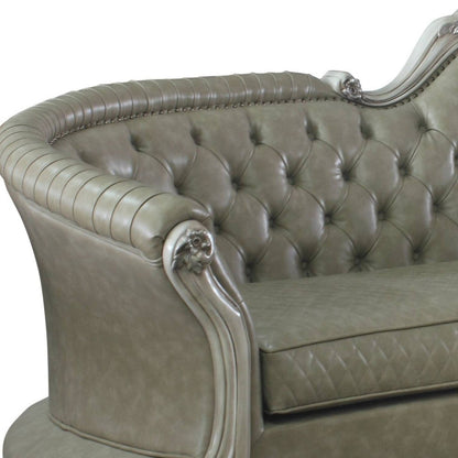 Modway Furniture 113" Bone Faux Leather Sofa with Toss Pillows, White Legs, Nailhead Trim & Elegant Design - 491333-HOMEROOTS