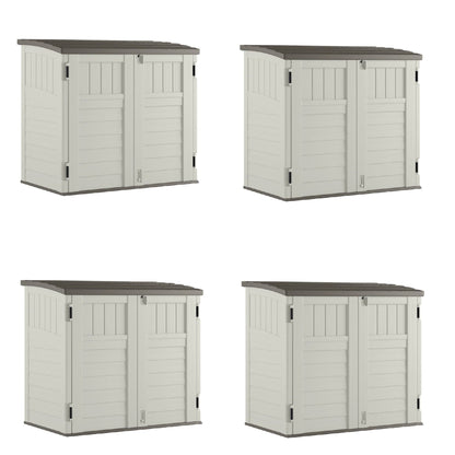 Suncast 34 Cubic Feet Horizontal Backyard Storage Stow Away Shed, Ivory (4 Pack) - 172828