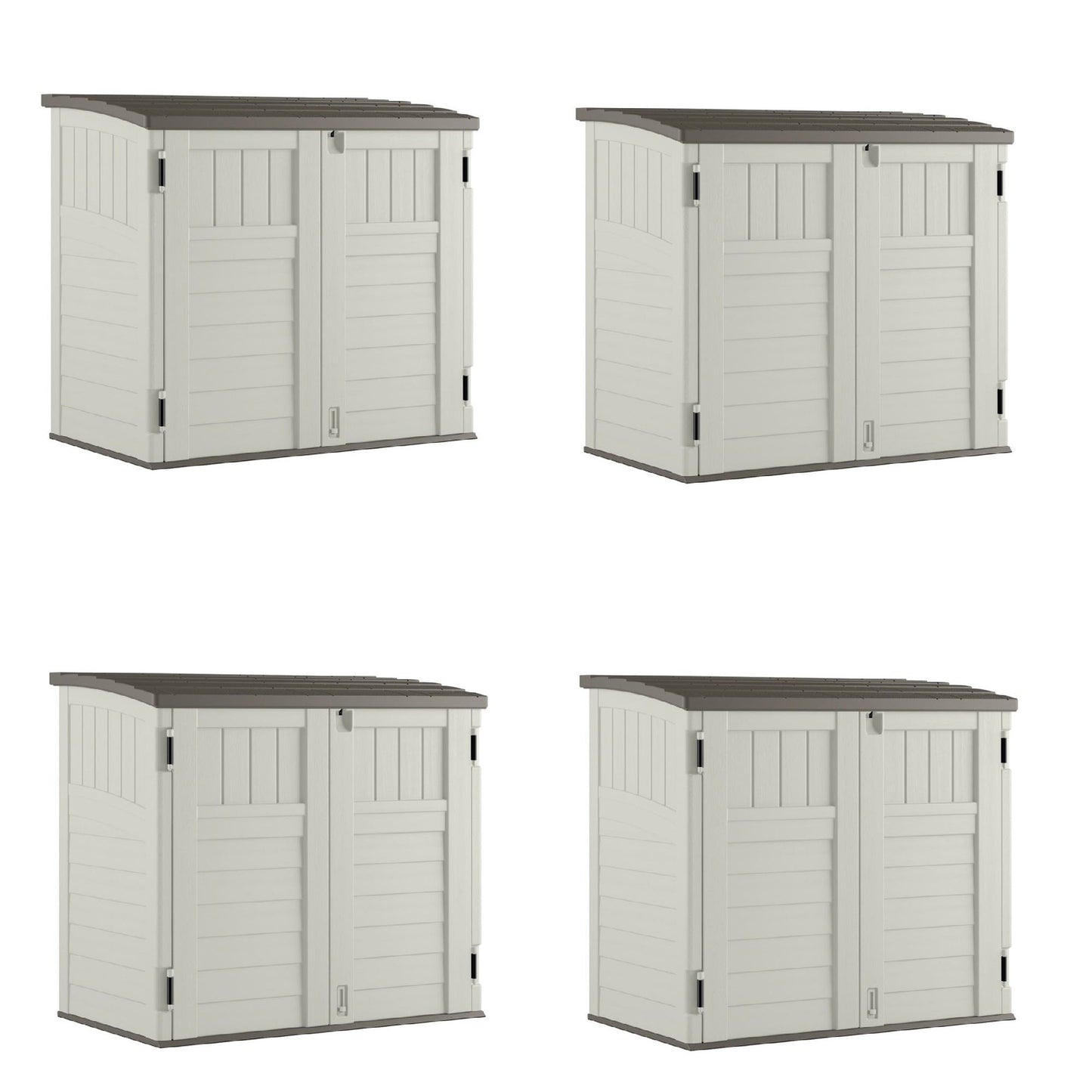 Suncast 34 Cubic Feet Horizontal Backyard Storage Stow Away Shed, Ivory (4 Pack) - 172828