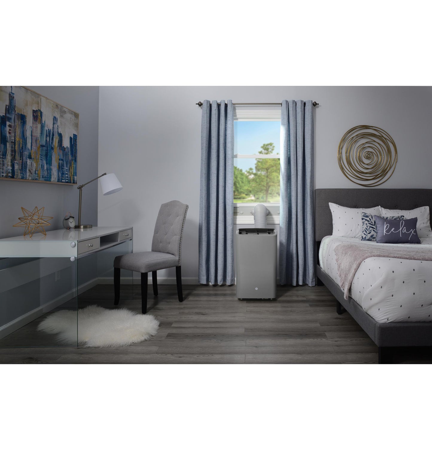 GE APPLIANCES APWD07JASG GE(R) 7,500 BTU Smart Portable Air Conditioner with Dehumidifier and Remote, Grey - APWD07JASG-KT