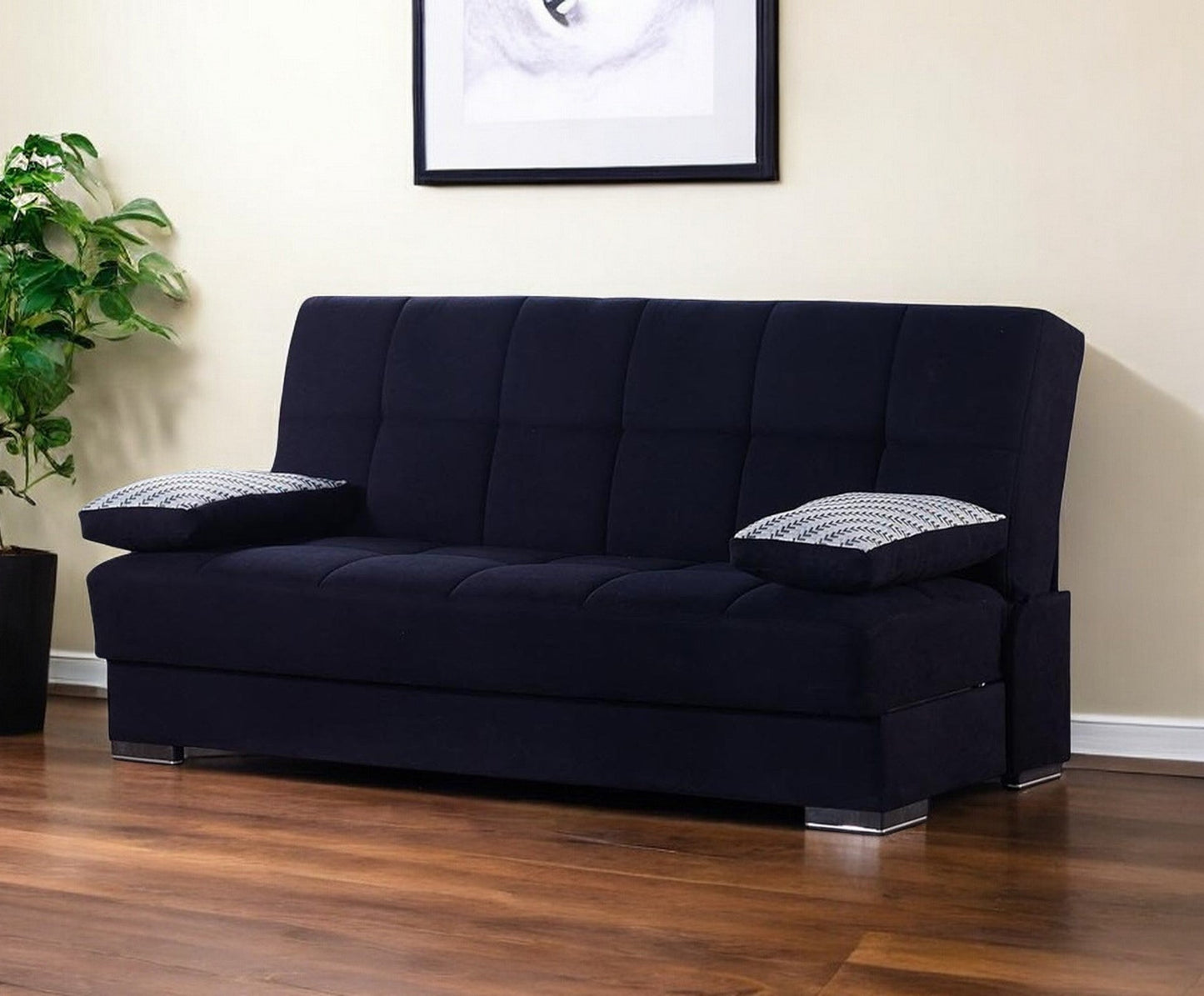 Modway Furniture 75" Chenille Sleeper Sofa with Armless Design, Toss Pillows & Stylish Brown Legs for Modern Living - 518146-HOMEROOTS