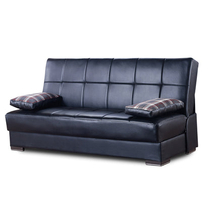 Modway Furniture 75" Dark Brown Faux Leather Sleeper Sofa with Toss Pillows for Modern Living Room Style - 518147-HOMEROOTS