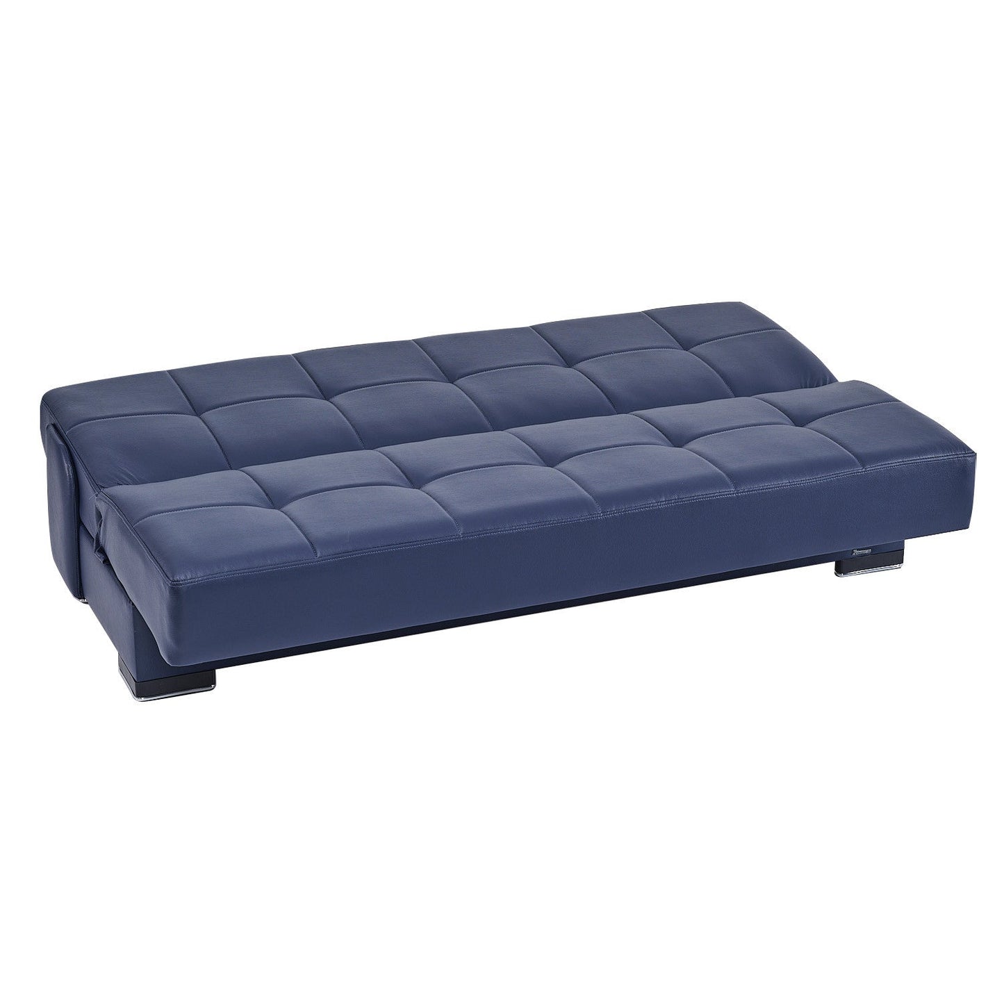 Modway Furniture 75" Blue Faux Leather Convertible Futon Sofa with Toss Pillows - Modern Design & Comfort Guaranteed - 518149-HOMEROOTS