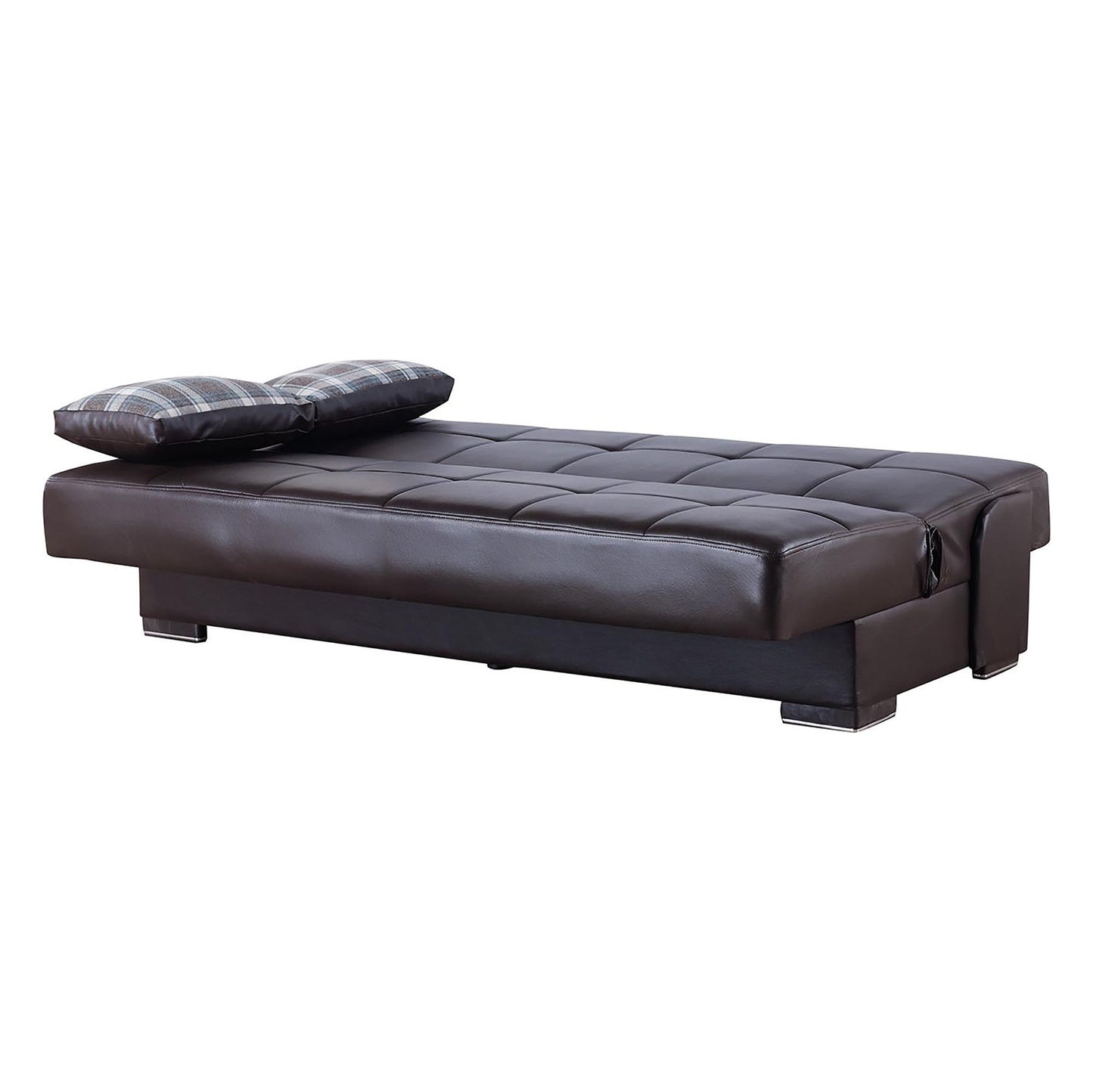 Modway Furniture 75" Dark Brown Faux Leather Sleeper Sofa with Toss Pillows - Modern Comfort & Style for Any Room - 518151-HOMEROOTS