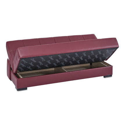 Modway Furniture 75" Burgundy Faux Leather Convertible Futon Sleeper Sofa with Chic Toss Pillows & Modern Design - 518153-HOMEROOTS