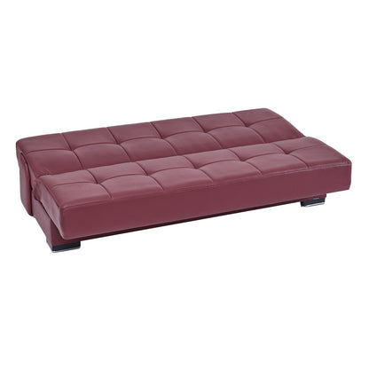 Modway Furniture 75" Burgundy Faux Leather Convertible Futon Sleeper Sofa with Chic Toss Pillows & Modern Design - 518153-HOMEROOTS