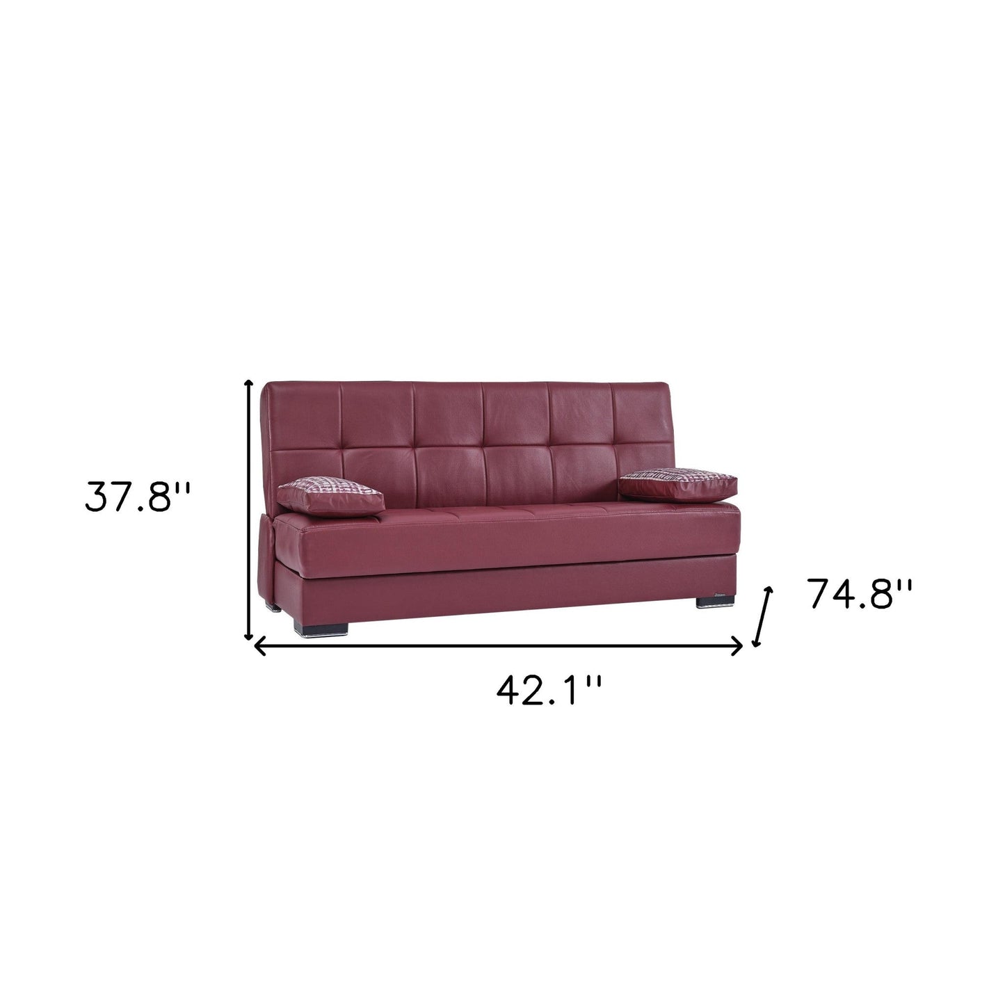 Modway Furniture 75" Burgundy Faux Leather Convertible Futon Sleeper Sofa with Chic Toss Pillows & Modern Design - 518153-HOMEROOTS