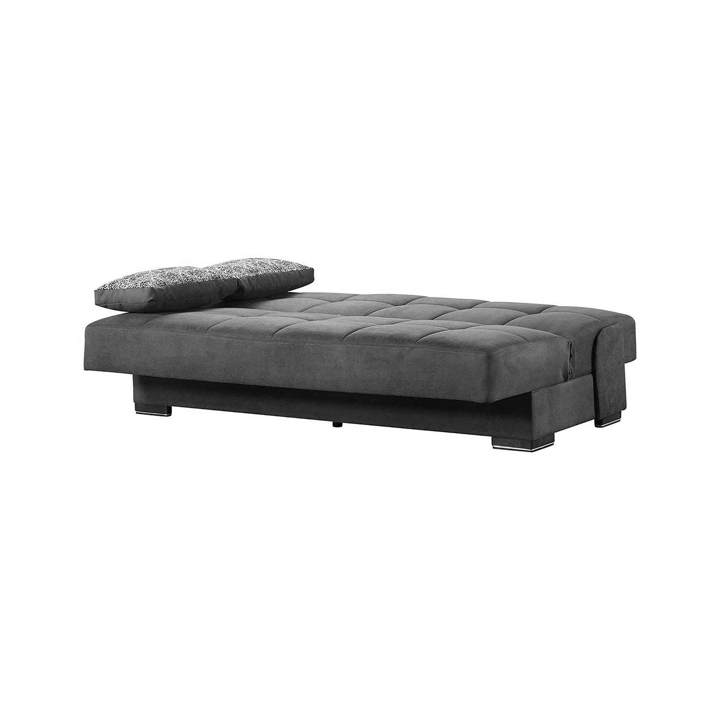 Modway Furniture 75" Black Chenille Sleeper Sofa with Stylish Brown Legs & Toss Pillows for Modern Living Rooms - 518154-HOMEROOTS