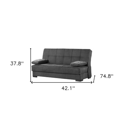 Modway Furniture 75" Black Chenille Sleeper Sofa with Stylish Brown Legs & Toss Pillows for Modern Living Rooms - 518154-HOMEROOTS