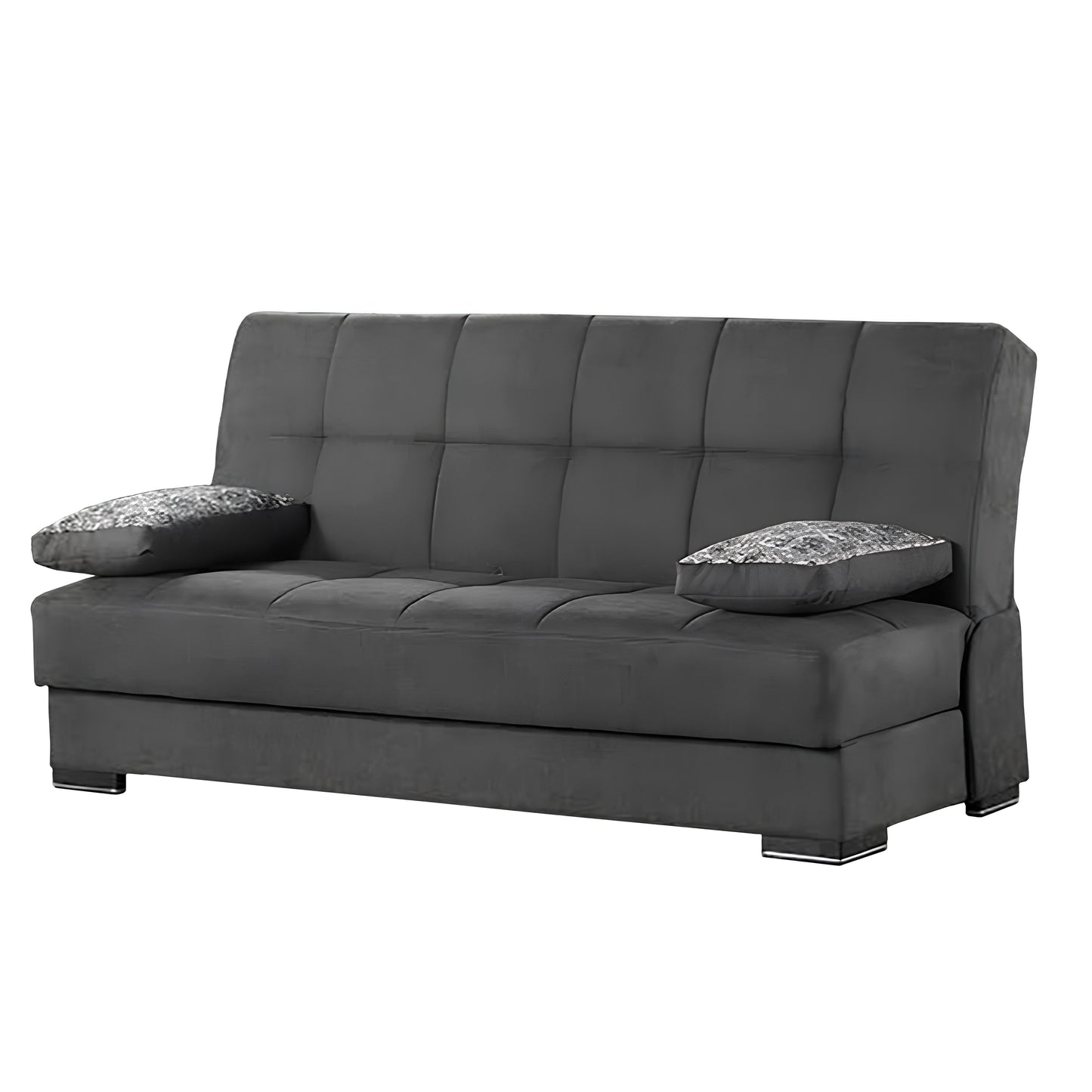 Modway Furniture 75" Black Chenille Sleeper Sofa with Stylish Brown Legs & Toss Pillows for Modern Living Rooms - 518154-HOMEROOTS