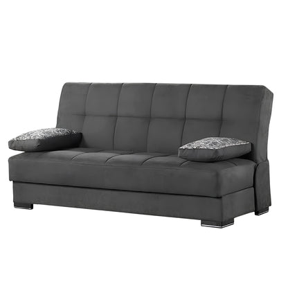 Modway Furniture 75" Black Chenille Sleeper Sofa with Stylish Brown Legs & Toss Pillows for Modern Living Rooms - 518154-HOMEROOTS
