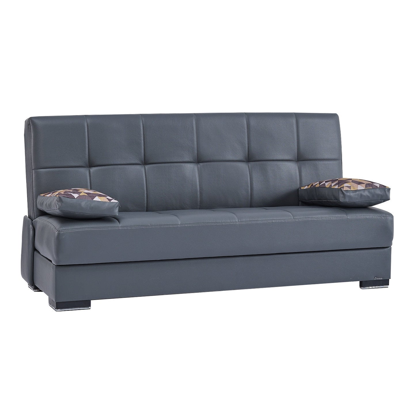 Modway Furniture 75" Gray Faux Leather Convertible Futon Sofa with Toss Pillows - Modern Design, Comfort & Style! - 518155-HOMEROOTS