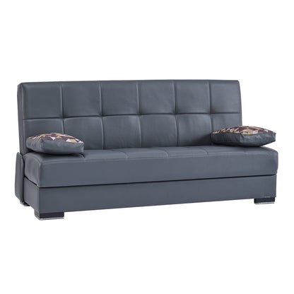 Modway Furniture 75" Gray Faux Leather Convertible Futon Sofa with Toss Pillows - Modern Design, Comfort & Style! - 518155-HOMEROOTS
